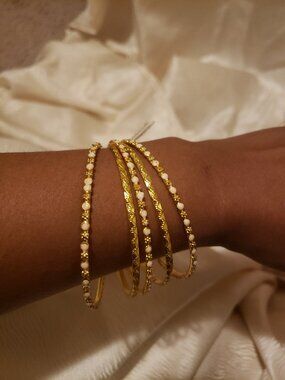 Authentic Stone Gold-Toned Bangles